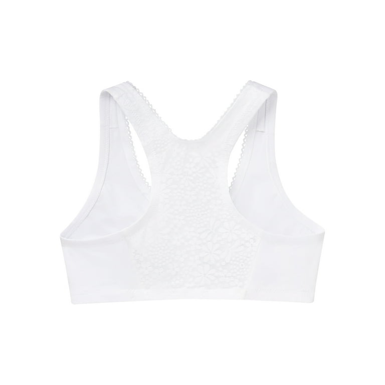 Glamorise Womens Front-Closure Cotton T-Back Comfort Wirefree Bra 1908  White 38G/H