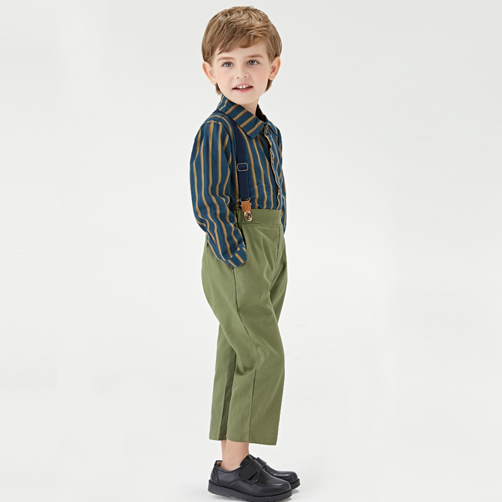 Completo Bambino DISAUR Con Camicia, Papillon E Bretelle - Abito Elegante Per Matrimonio E Battesimo, Taglie 1-6 Anni