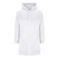 thumbnail image 4 of Daznico Women Longline Zip Up Hoodie Jacket Raglan Long Sleeve Side Pockets Loose Fall Winter Soft Lightweight Open Front Hooded Cardigan Sweatshirt,M, 4 of 4