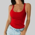 thumbnail image 4 of GILIGEGE Tank Top for Women Slim Fit 2025 Women Plus Size Fashion Sleeveless Tops Slim Fit Vest Summertank Top Casual Tops Red L, 4 of 6