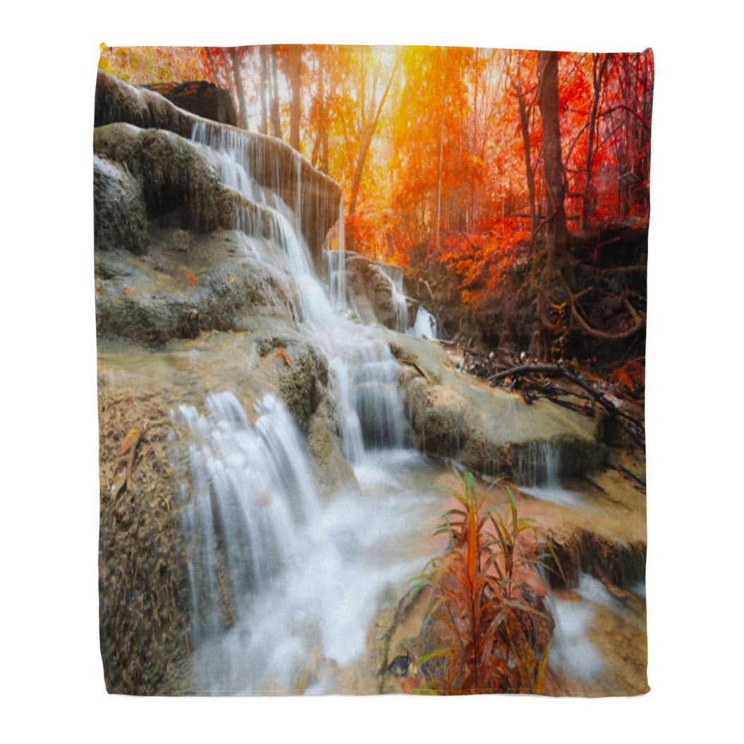 Kdagr Throw Blanket Warm Cozy Print Flannel The Landscape Huay Mae Kamin Waterfall Beautiful In Autumn Forest Kanchanaburi Comfortable Soft For Bed Sofa And Couch 58x80 Inches Walmart Com Walmart Com