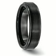 thumbnail image 4 of Black Ceramic Ridged Edge 6mm Brushed and Polished Band Ring 13 Size, 4 of 6