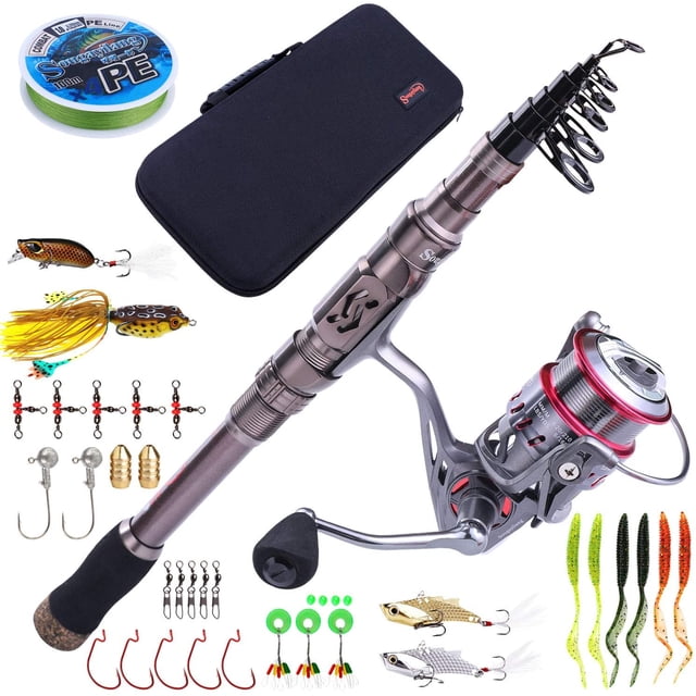 Sougayilang Telescopic Fishing Rod and 12+1BB Spinning Reel Combos