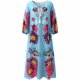 thumbnail image 4 of Vestido largo bohemio de playa con cuello en V y manga larga con estampado floral suelto para mujer Fridja  nbo3536, 4 of 7