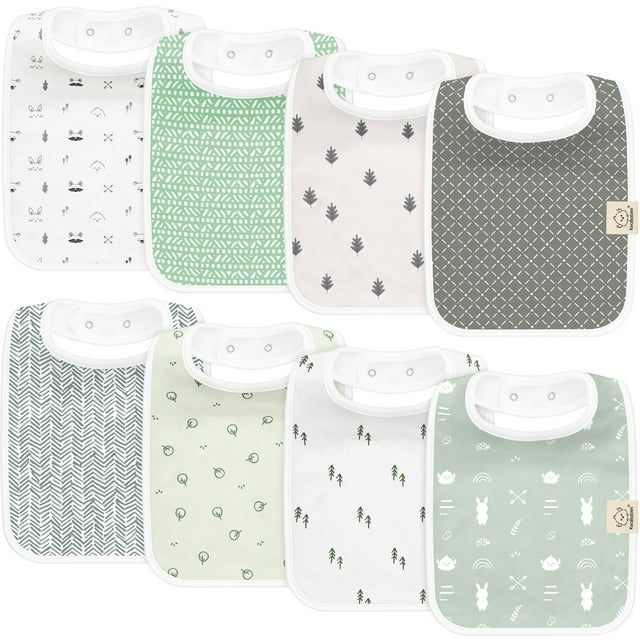 Baberos de algodón orgánico para bebés KeaBabies, paquete de 8 unidades, superabsorbentes