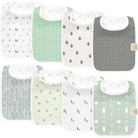 Baberos de algodón orgánico para bebés KeaBabies, paquete de 8 unidades, superabsorbentes