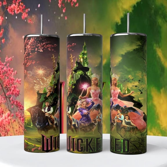 Wicked movie 20oz Skinny Tumbler, Glinda and Elphaba Tumbler, Broadway Gift Tumbler, Witches Movie Tumbler