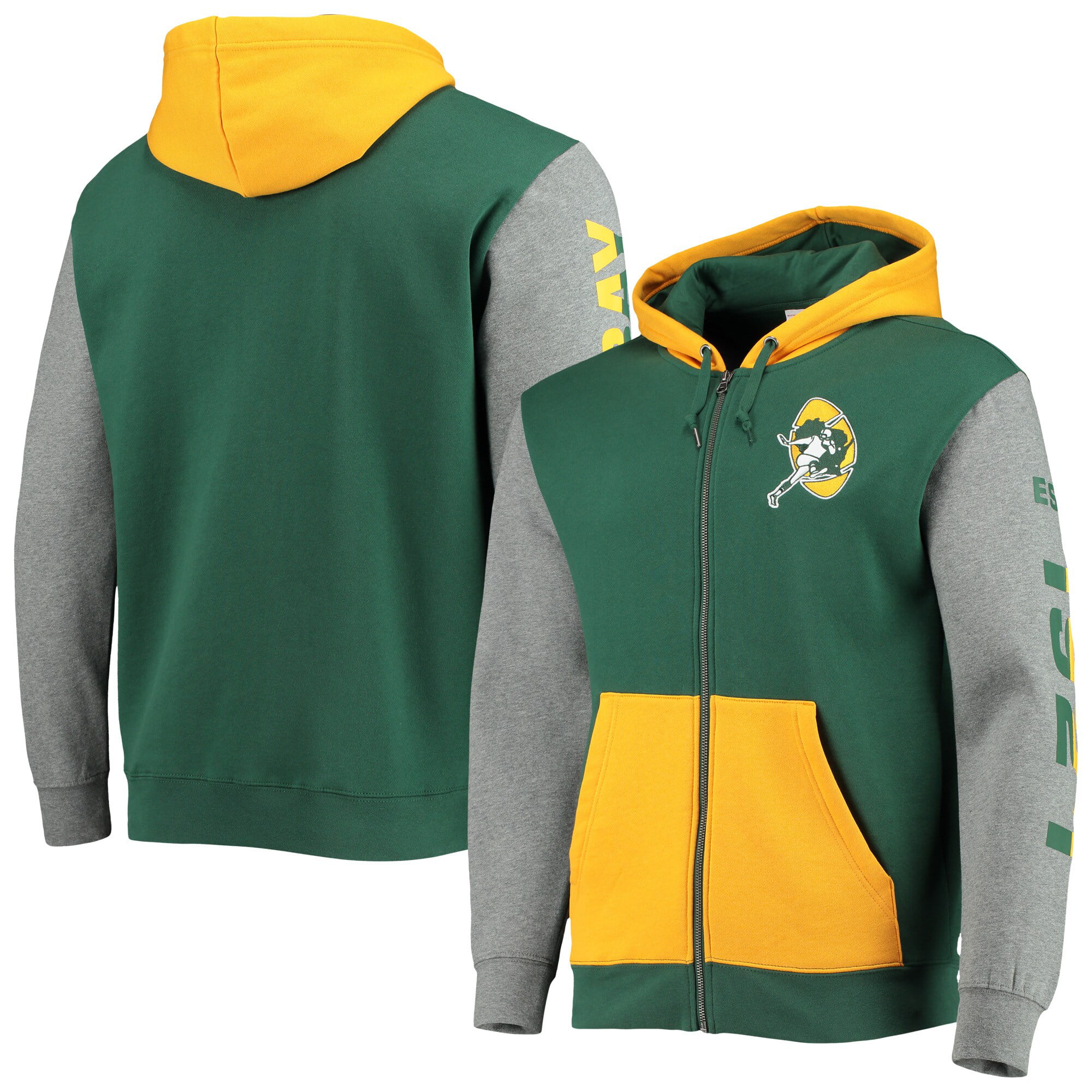 Green Bay Packers Thicken Hoodie Zipper Jacket Sweatshirts Winter Warm Coat 