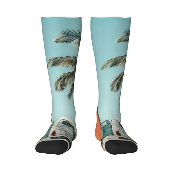 KLL Vintage Surf Van Beach Print Women's Men's Ankle Socks 1-pack Casual Athletic Socks for Unisex Adult Moisture-Wicking Socks for Daily Wear/Running/Sport
