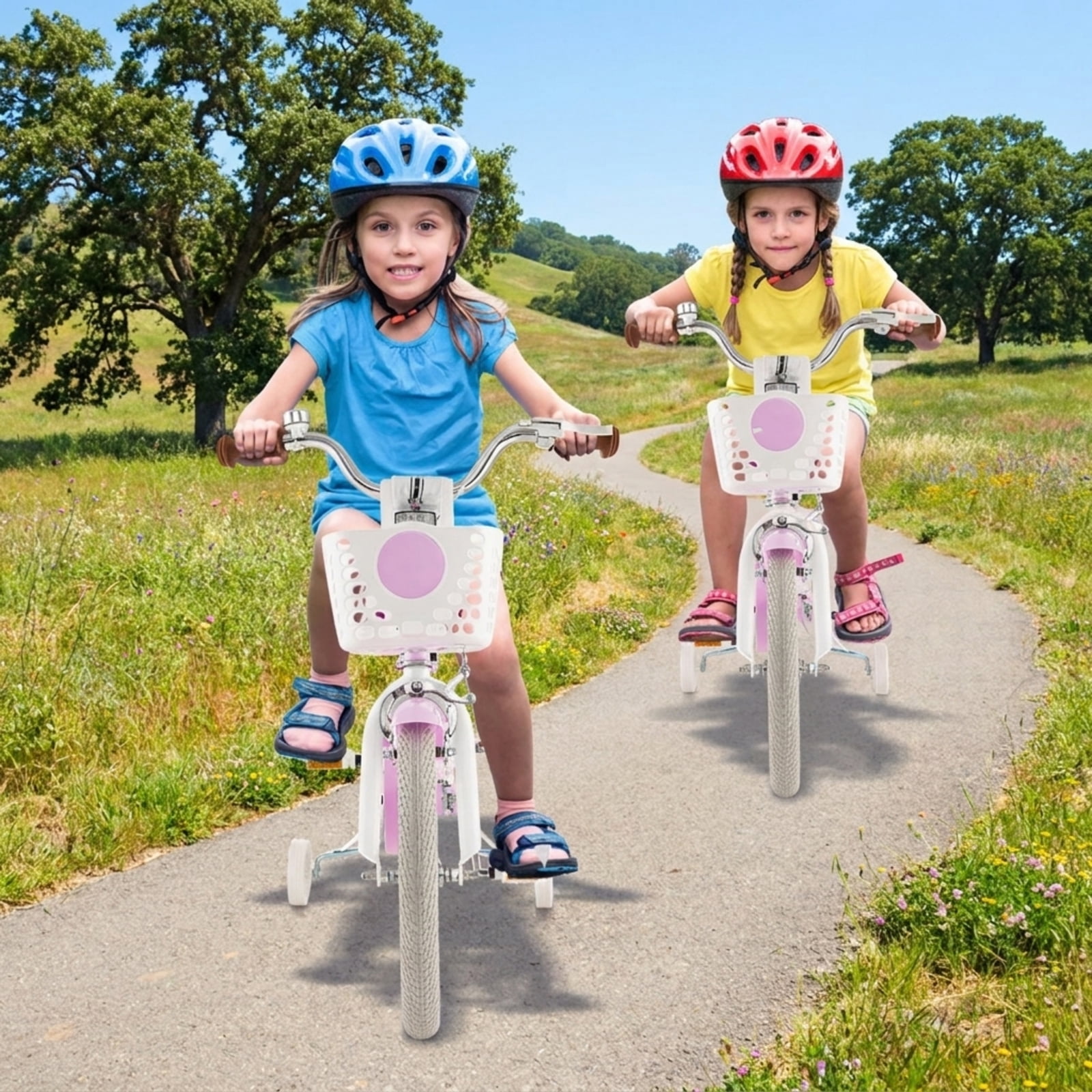 Redsmile 16 Inch Kids Bike for Boys Girls Ages 4-7, Youth Bicycle with Front Handbrake and 2 Removable Training Wheels, Adjustable Seat Carbon Steel Kids Bicycle, Purple