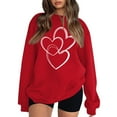 thumbnail image 4 of Women's Valentine Sweatshirts Love Heart Long Sleeve Oversized Pullover Crewneck Spring Warm Clothes Deep Red 2XL, 4 of 8