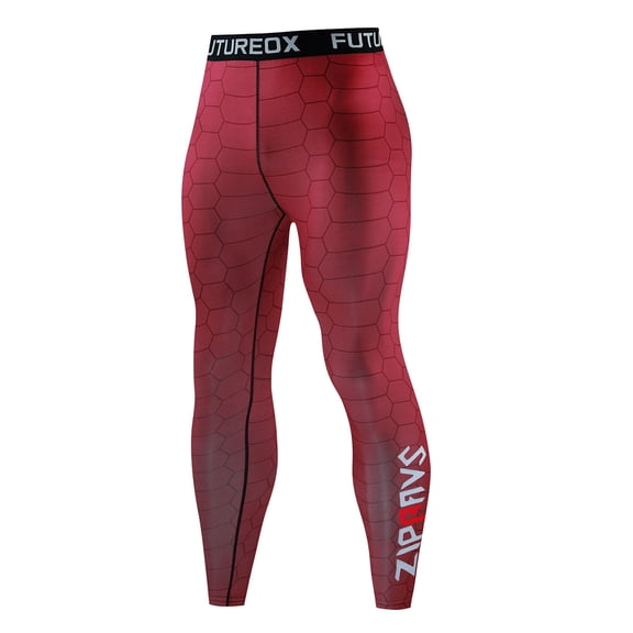 IWRICH Men's Compression Pants Workout Tights Leggings Base Layer Boxing Running Athletic Tights 04-Red XL