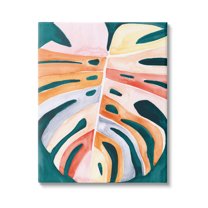 Stupell Industries Leaf in Abstract Hues Botanical & Floral Painting Gallery Wrapped Canvas Print Wall Art, 36 x 48