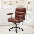 thumbnail image 7 of SOBREMESA Adjustable Rolling Swivel Computer Chair, Home Office Chair with Double Layer Cushion and Removable Armrests, Comfy Desk Chair with Smooth Wheels for Study Bedroom, Dark Brown, 7 of 7