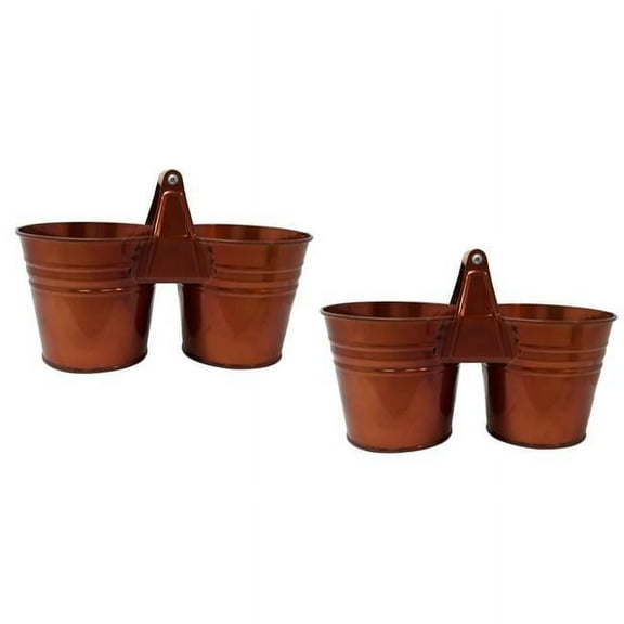 8122E GC S-2 Enameled Galvanized Double Planter - Set of 2