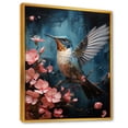 thumbnail image 2 of Designart "Harmonious Flight of Blue Floral Hummingbird" Animals Framed Wall Art - Traditional Blue Hummingbird Entryway Framed Wall Art, 2 of 6
