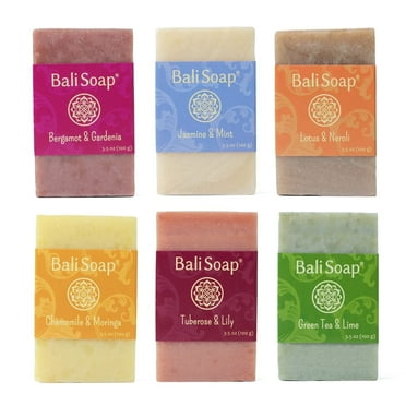 Bali Soap Feminine All-Natural Glycerin Soap Bar, Handmade Cleanser for Women, 6 Bar Box Set