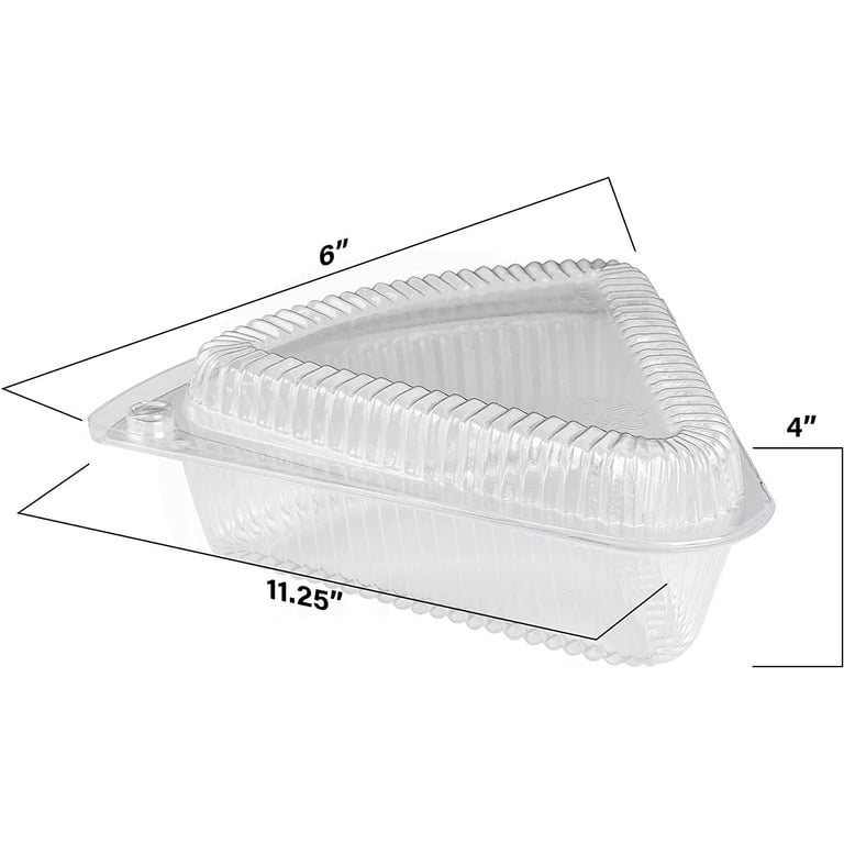 MT Products Medium Shallow Hinged Plastic Cake Slice Container - Pack of 20