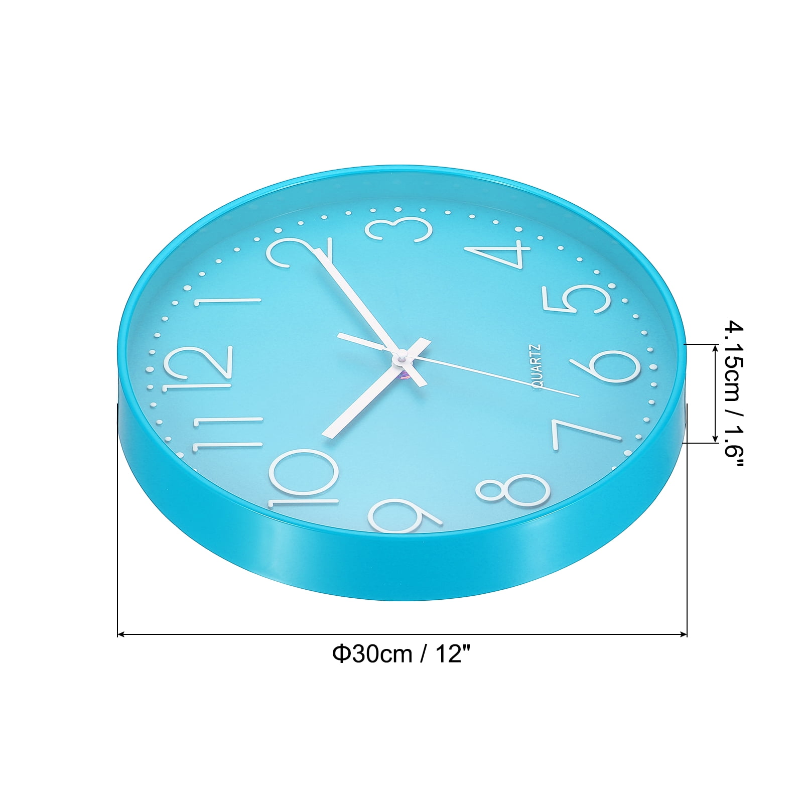 Uxcell 12" Wall Clock Battery Operated Silent Non Ticking Round Clock, Light Blue