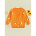 thumbnail image 2 of FEORJGP Kids Girls Knit Sweater Long Sleeve Knitwear Cardigan V Neck Flower Embroidery Coat Button Up Tops Outerwear Cute Warm Autumn Winter Clothes, 2 of 9