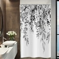 thumbnail image 3 of Eucalyptus Small Stall Shower Curtain, Watercolor Black Leaves on The Top Plant with Floral Bathroom Curtain Bathtub Home Decor Waterproof Fabric with 12 Hooks,36"x72", 3 of 6