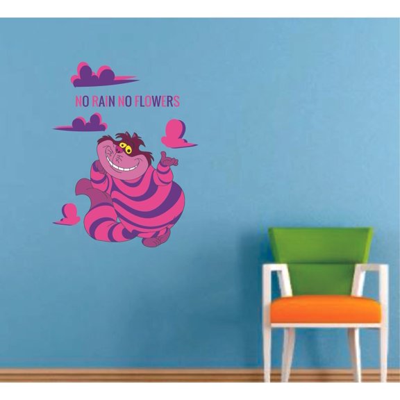 Alice in Wonderland Cheshire Cartoon Decors Wall Sticker Art Design Decal for Girls Boys Kids Room Bedroom Nursery Kindergarten House Fun Home Decor Stickers Wall Art Vinyl Decoration (40x35 inch)