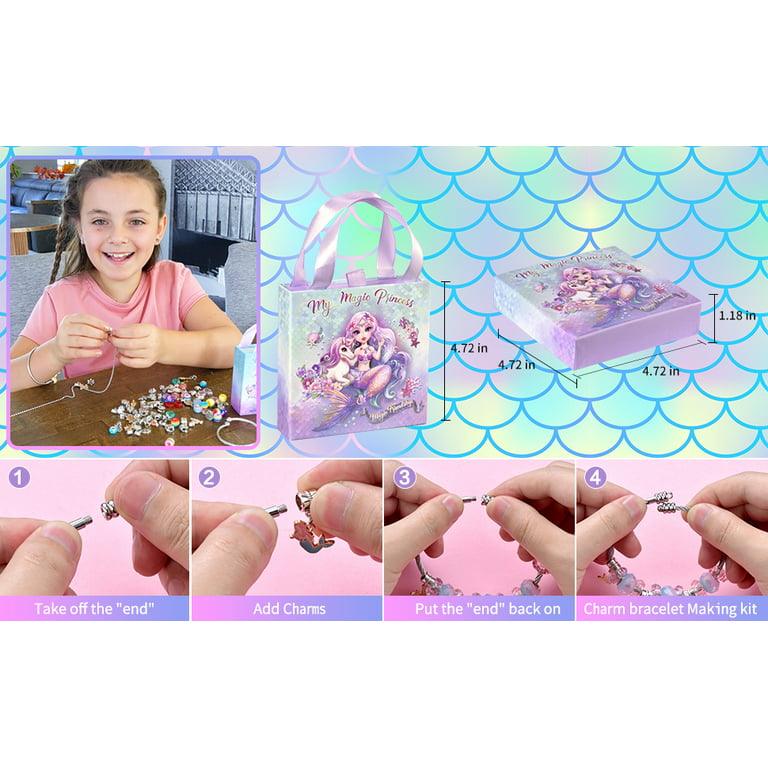 Charm Bracelet Making Kit,Toys for Girls Art Supplies Beads for  Bracelets,Girls Toys Age 6-8 Years Old Friendship Bracelet Kit with  Rings,Kids Toys