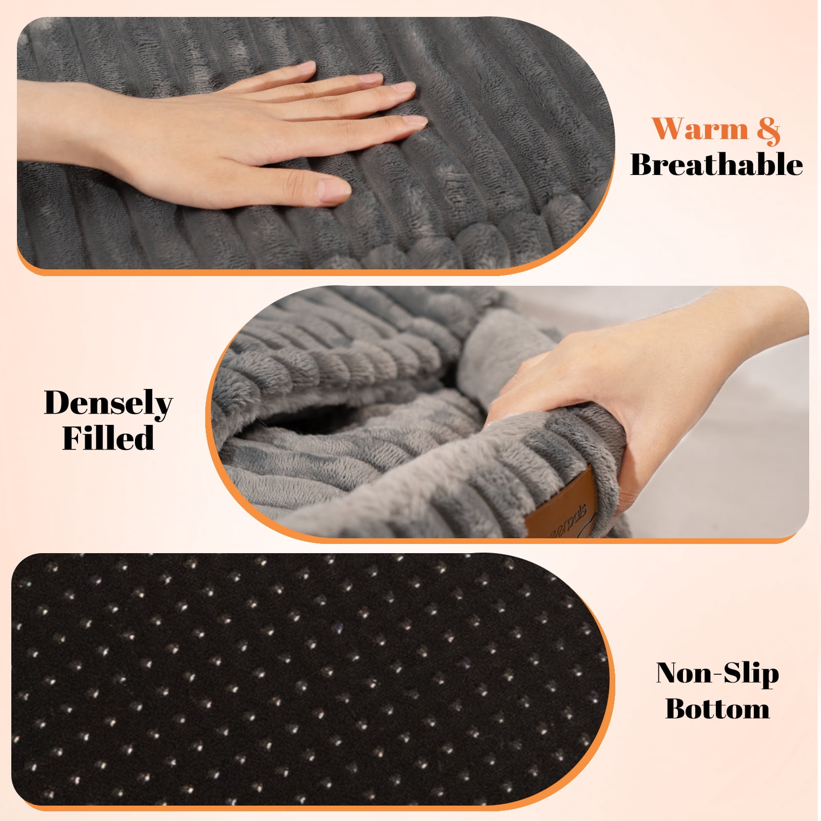 CheerPals Pet Cave, 20in Fluffy Soft Covered Cat Bed for Indoor Kitty Puppy(Dark Gray)