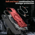 thumbnail image 3 of 360° Rotatable Magnetic Ring for iPhone 14 Case, Compatible with MagSafe [Non-Slip Texture Edge] [Built-in Kickstand] [Military Shockproof] Matte Soft TPU Bumper Ultra Slim, Red, 3 of 5