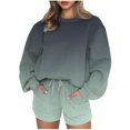 thumbnail image 1 of Puntoco Conjunto De Sudadera Con Pantalón Y top De Cuello Redondo De Manga Larga Informal Estampado Para Mujer Verde Menta L, 1 of 3