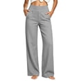 thumbnail image 2 of Soft Yoga Pants for Women High Waist Work Pants for Women Stretchy Slim Casual Trousers With Pockets Gray,M, 2 of 9