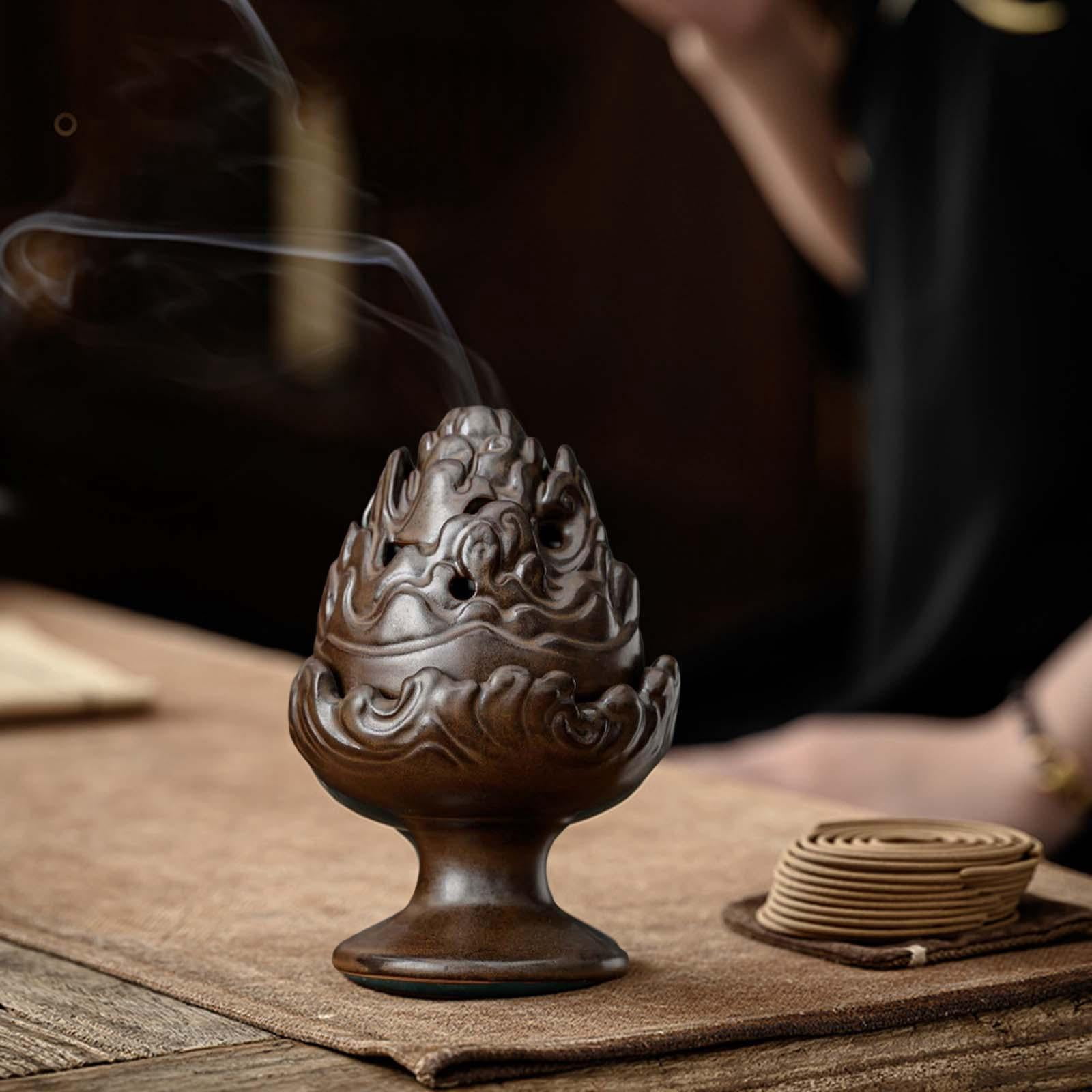 WLPZXP Incense Burner Aroma Stove Porcelain Incense Holder Coil or Cones for Tea House Antique