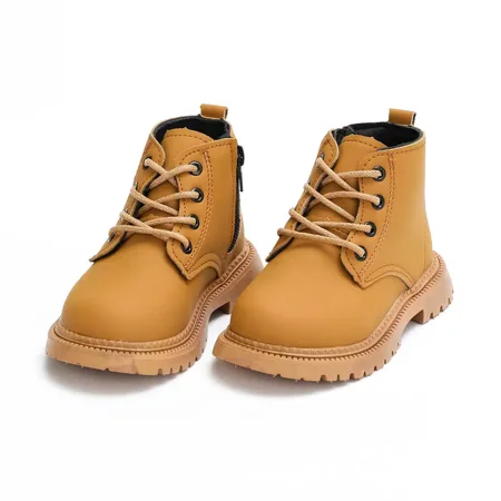 

Leather Brown Solid Color Martin Boots For Toddler Girl Aged 2-5