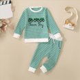 thumbnail image 2 of yboeqw Toddler Infant Boys Outfit Clothes 2Pcs Fall Graphic Long Sleeve Shirt Top Jogger Pant Set with Pockets Light Green,Size 3-6 Months, 2 of 9