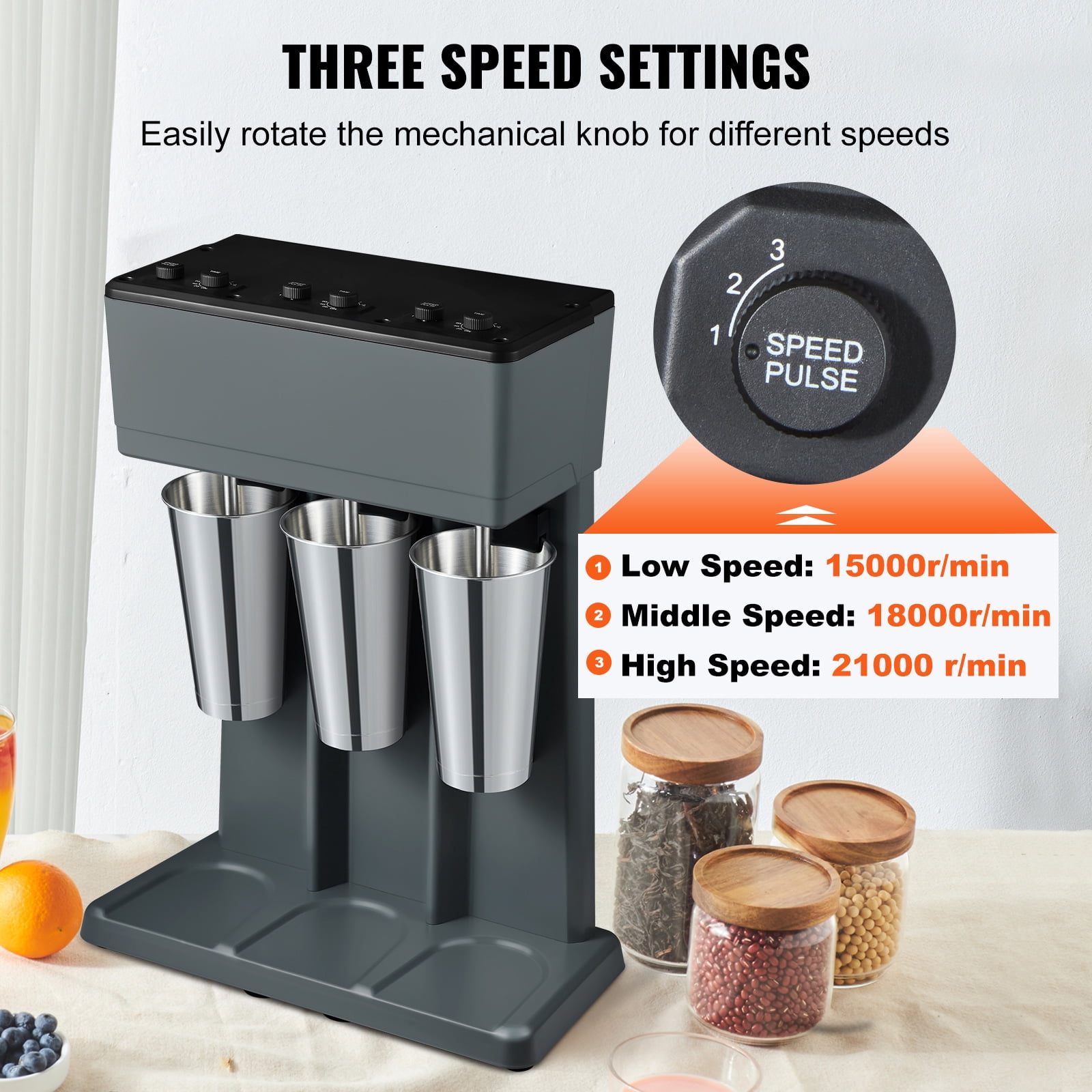 SKYSHALO Milkshake Maker Mixer Machine Triple Head Stainless Steel Drink Blender