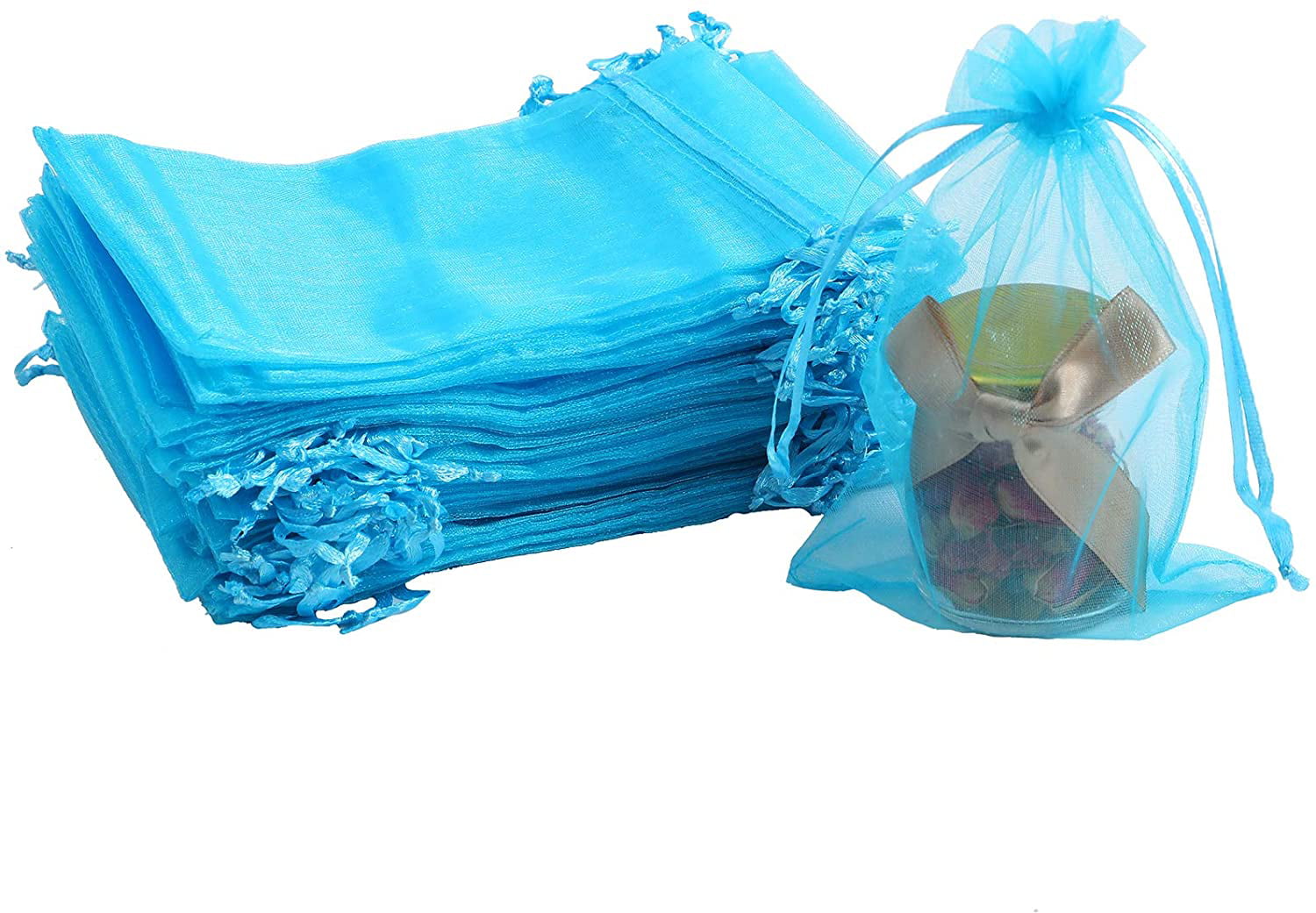 100X Sheer Organza Jewelry Pouch Candy Gift Packing Drawstring Bag Wedding Acc 