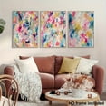 thumbnail image 3 of 3pcs, 2D Frameless Canvas Art, Three Pieces of Living Room Decorative Paintings, 3pcs Colorful Abstract Wall Art, Vibrant Bold Floral Abstract Printed Wall Decor, Frameless Rainbow Extreme Canvas Se, 3 of 4