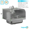 thumbnail image 6 of 17 X 15 Wall Mounted Hand Sink with Gooseneck Faucet and Side Splash, 6 of 9