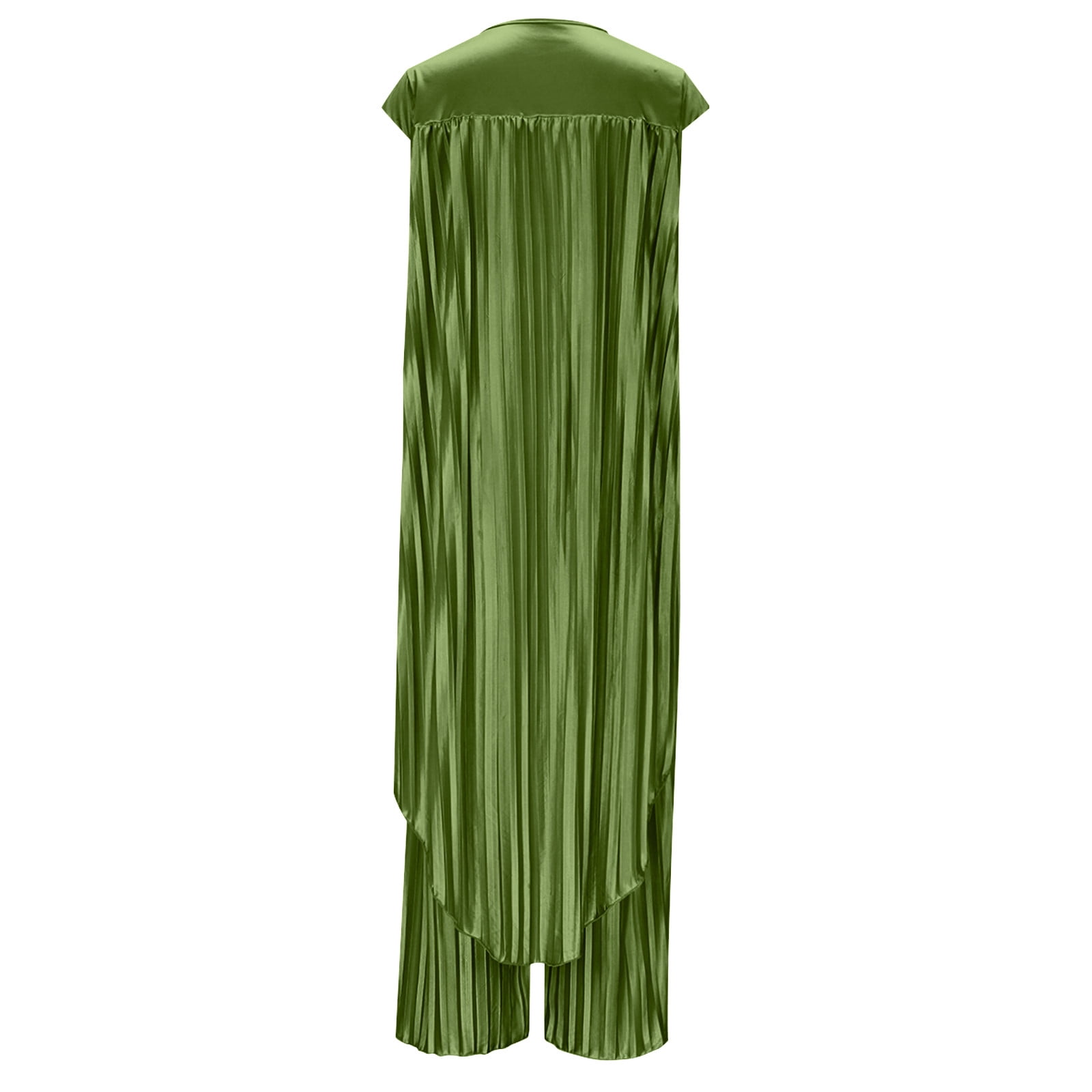 2 Piece Outfits for Women Dressy Pleated Wide Leg Pants Set - Asymmetric Hem Loose Tunic Tops Matching Lounge Sets
