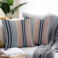 thumbnail image 2 of Vintage Stripes Outdoor Pillow Covers Set of 2 Navy Pink Blue Striped Retro Lines Linen Waterproof Throw Pillow Case Decorative Square Cushion Cover for Patio Couch Garden Balcony, 24"x24", 2 of 9