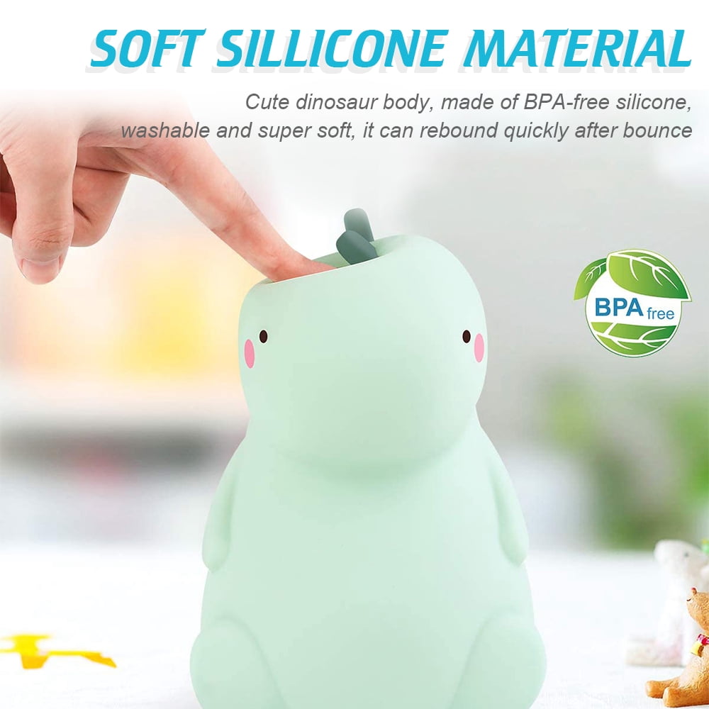 Amerteer Dinosaur Night Light,Cute Color Changing Silicone Baby Night Light with Touch Sensor for Kids,Rechargeable LED Bedside Nursery Lamp for Toddler's Room, Dinosaur Gifts for Boys Girls