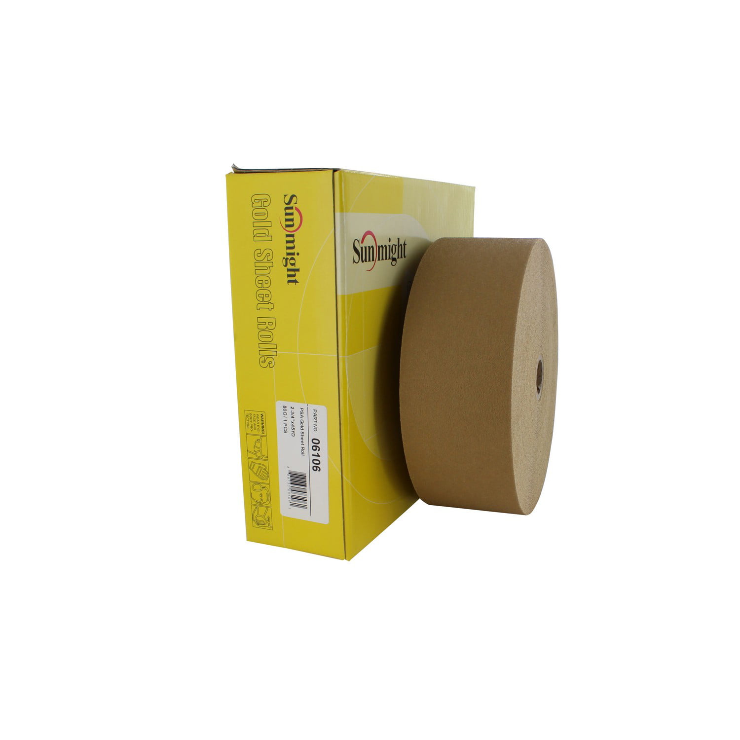 Sunmight 06106 Gold 2-3/4 x 45 yd Grit 80 PSA Sheet Roll 4 Pack 
