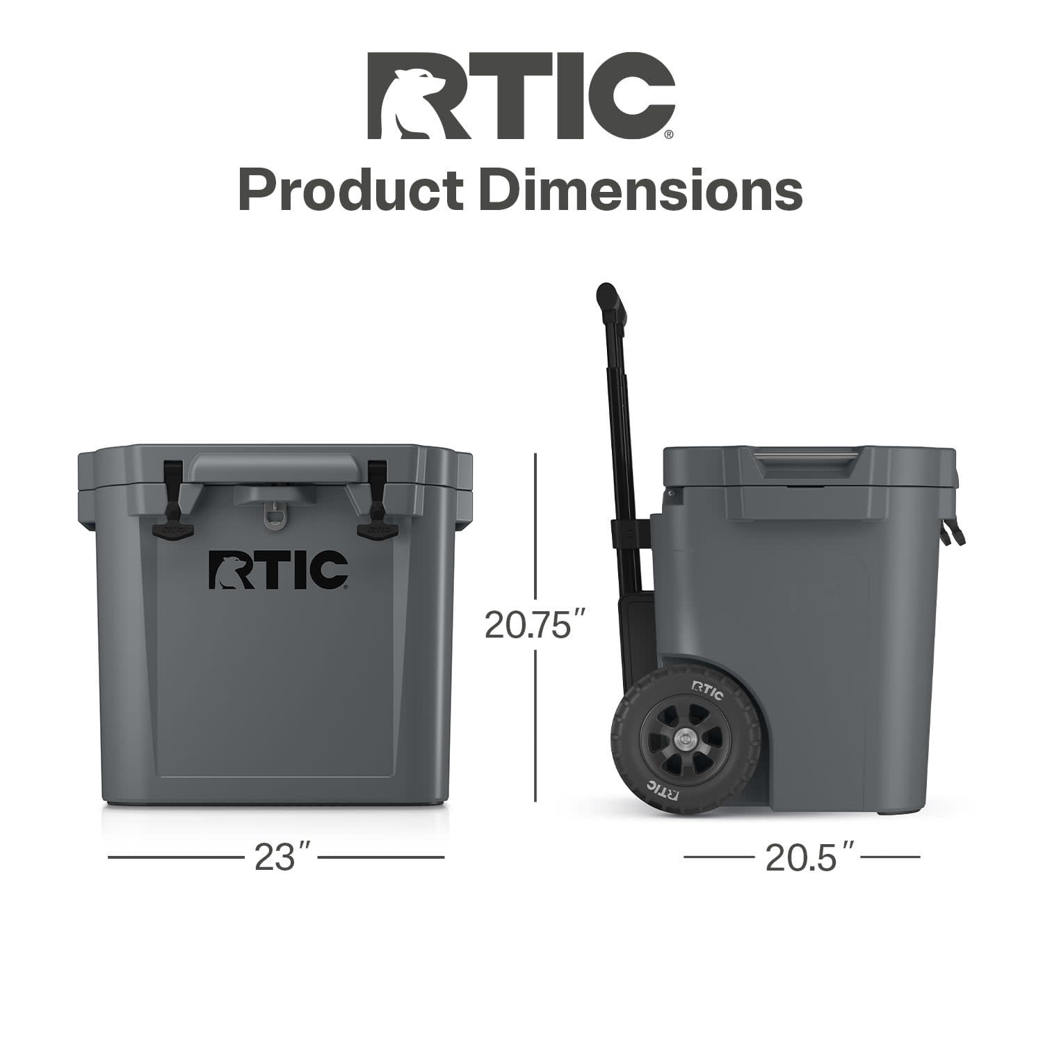 RTIC 45 QT Ultra-Tough Wheeled Hard-Sided Ice Chest Cooler, Fits 60 Cans, Dark Grey