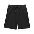 thumbnail image 5 of CPNG Girls Bermuda Shorts Knee Length Cotton Linen Straight Wide Leg Long Shorts Solid Drawstring Elastic Waist Short Casual Summer each Shorts with Pockets (6-7 Years, Black), 5 of 8