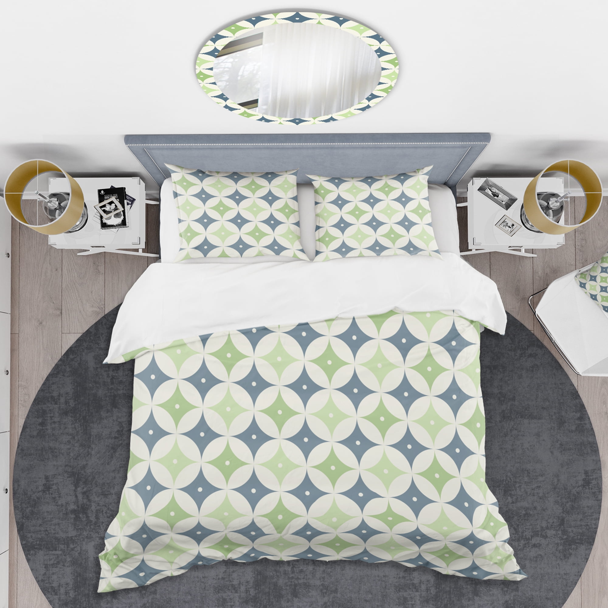 Designart 'Retro Geometric Design V' Mid-Century Modern Duvet Cover Set