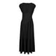 thumbnail image 4 of Sexy Vestido para las Mujeres, Color Sólido sin Mangas Cuello Redondo Plegado Cintura Retracta Tobillo Longitud Maxi Vestido, 4 of 8