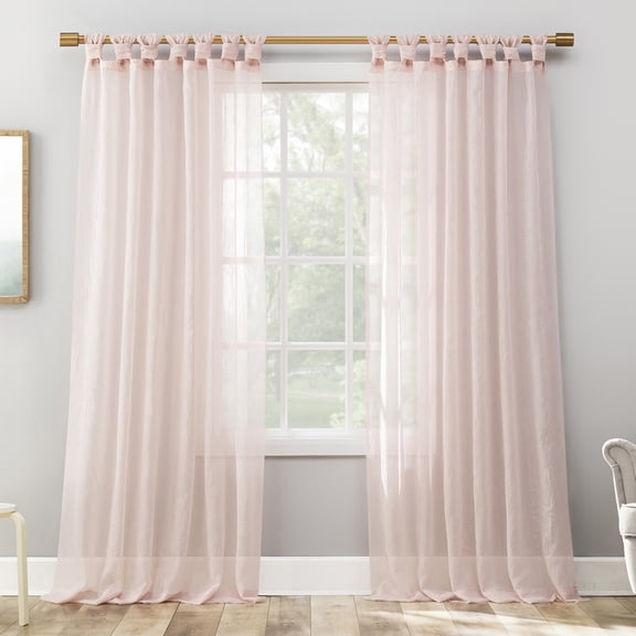 No. 918 Krista Holiday Twist Tab Sheer  Tab Top Single Curtain Panel, 1 Panel, Blush, 51”W x 63"L