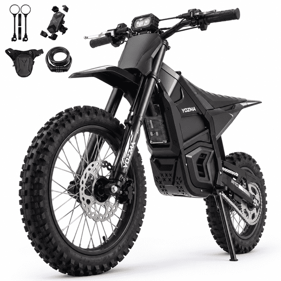 Yozma IN10 2600W Electric Dirt Bike for Teens Adults, 40 MPH, 48V 23.4Ah, 53-Mile Range, Black