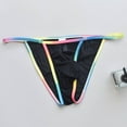 thumbnail image 2 of khonts,Men's Mesh Soft Breathable Low Waist Thong Rainbow Drawstring Sexy Briefs Black L, 2 of 3