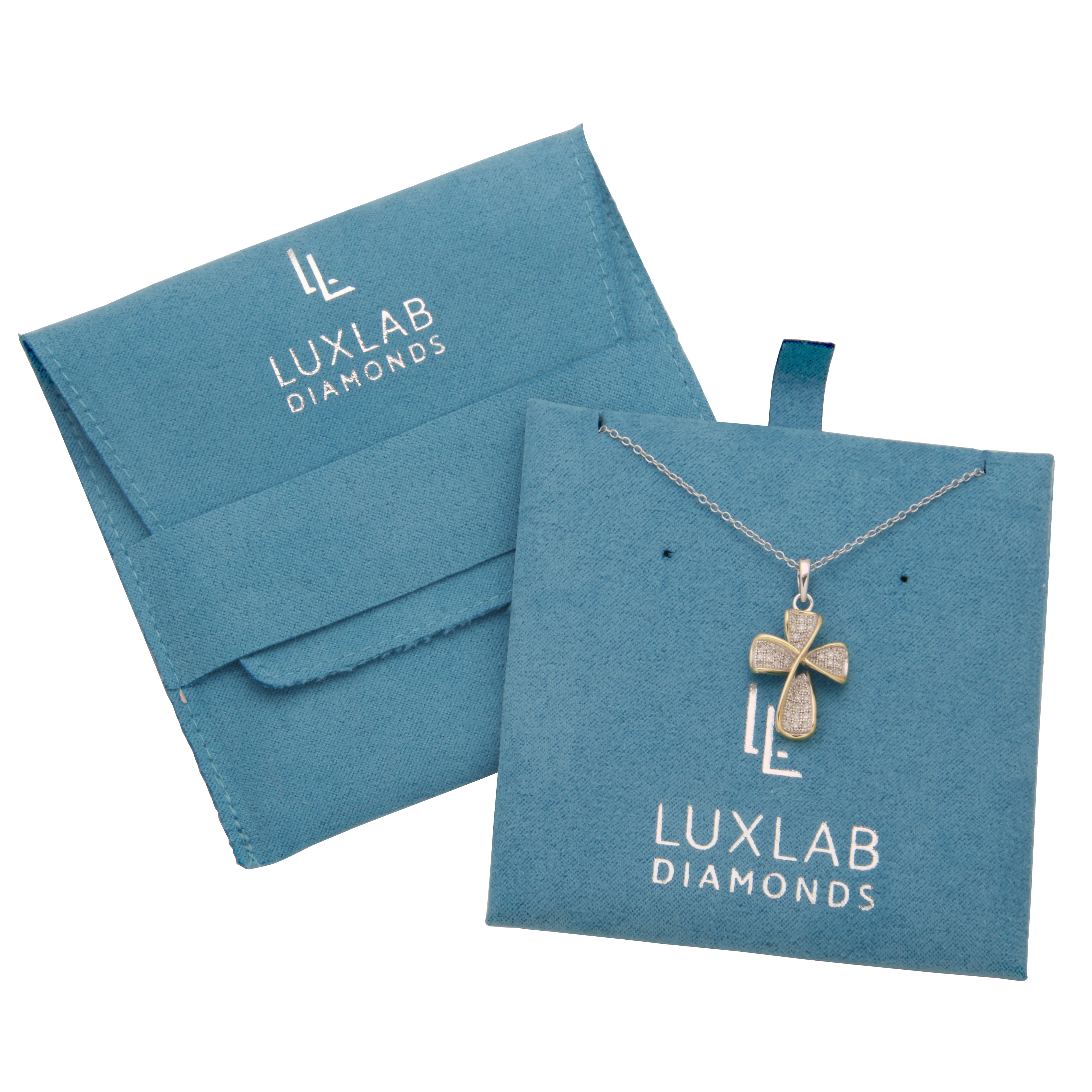 Forever Facets Two-Tone 1/3 CT TW Lab Grown Diamond Cross Necklace, Adult Female